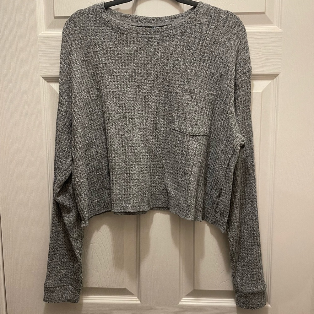 Gray baggy cropped light weight sweater